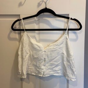 Forever 21 White Linen Crop Tank